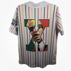 MALCOLM X Pinstripe Baseball Jersey By Any Means Necessary Size Men’s XXL?